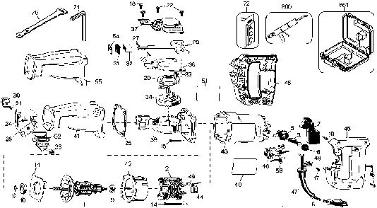 Exploded Diagram A Diagram and Parts List for 3105K-AU Type 100 Black and Decker Reciprocating Saw